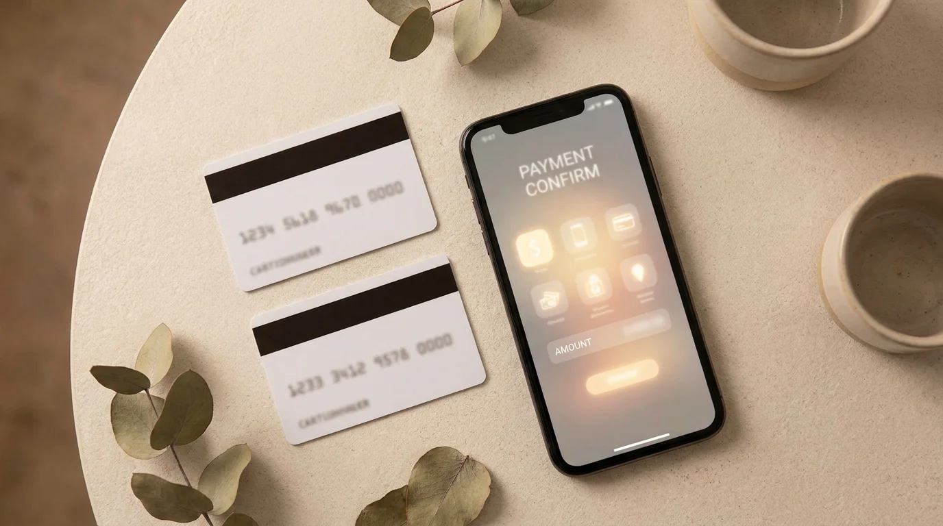 Prepaid-Guthabenkarte und eine Geschenkkarte nebeneinander als Zahlungsvergleich