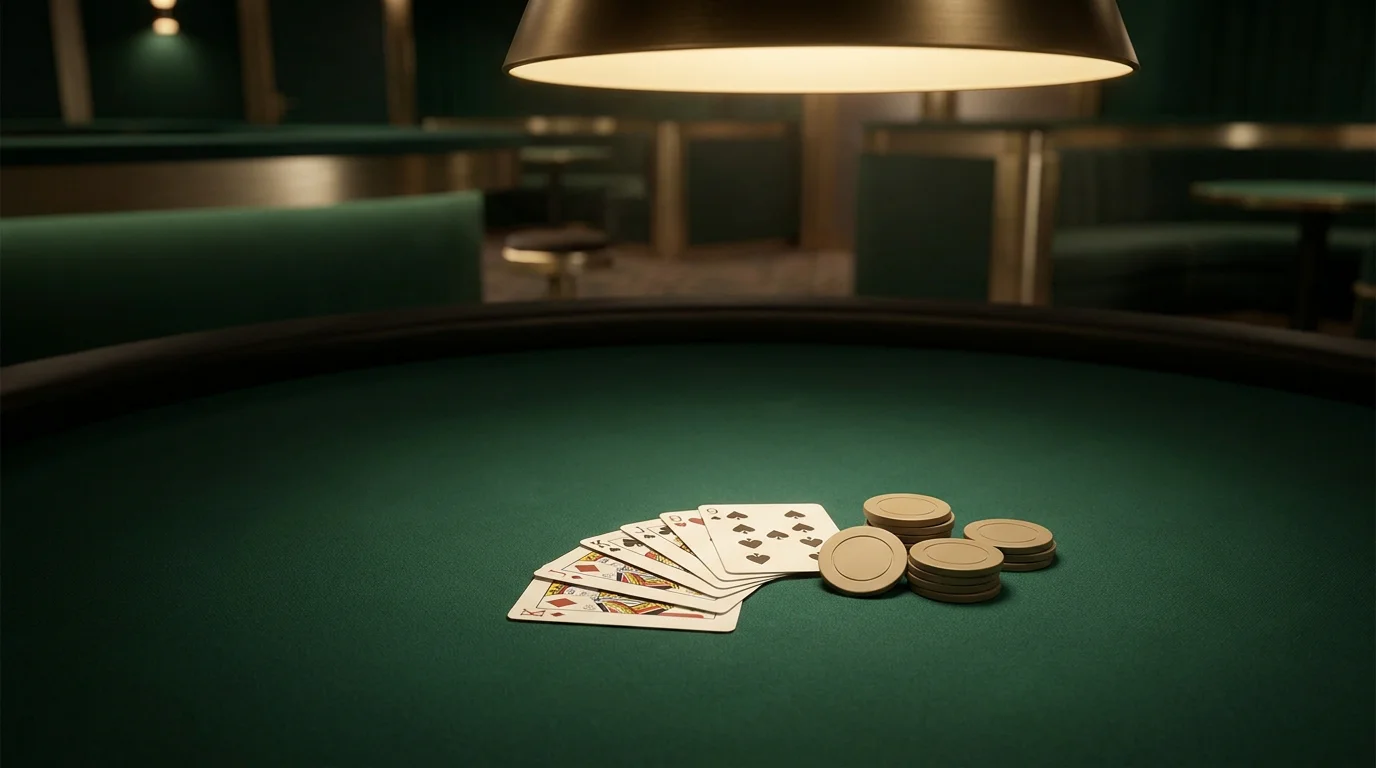 Live-Blackjack-Tisch mit Karten und Spielmarken in einem deutschen Online-Casino