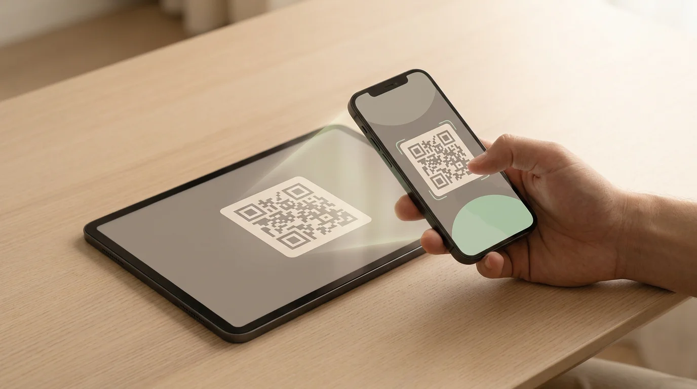 Smartphone scannt einen QR-Code für eine Bitcoin Cash Auszahlung im Casino