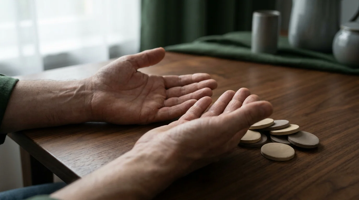 Symbolbild für Casino Guthaben ohne Einzahlung mit leeren Händen und Spielchips