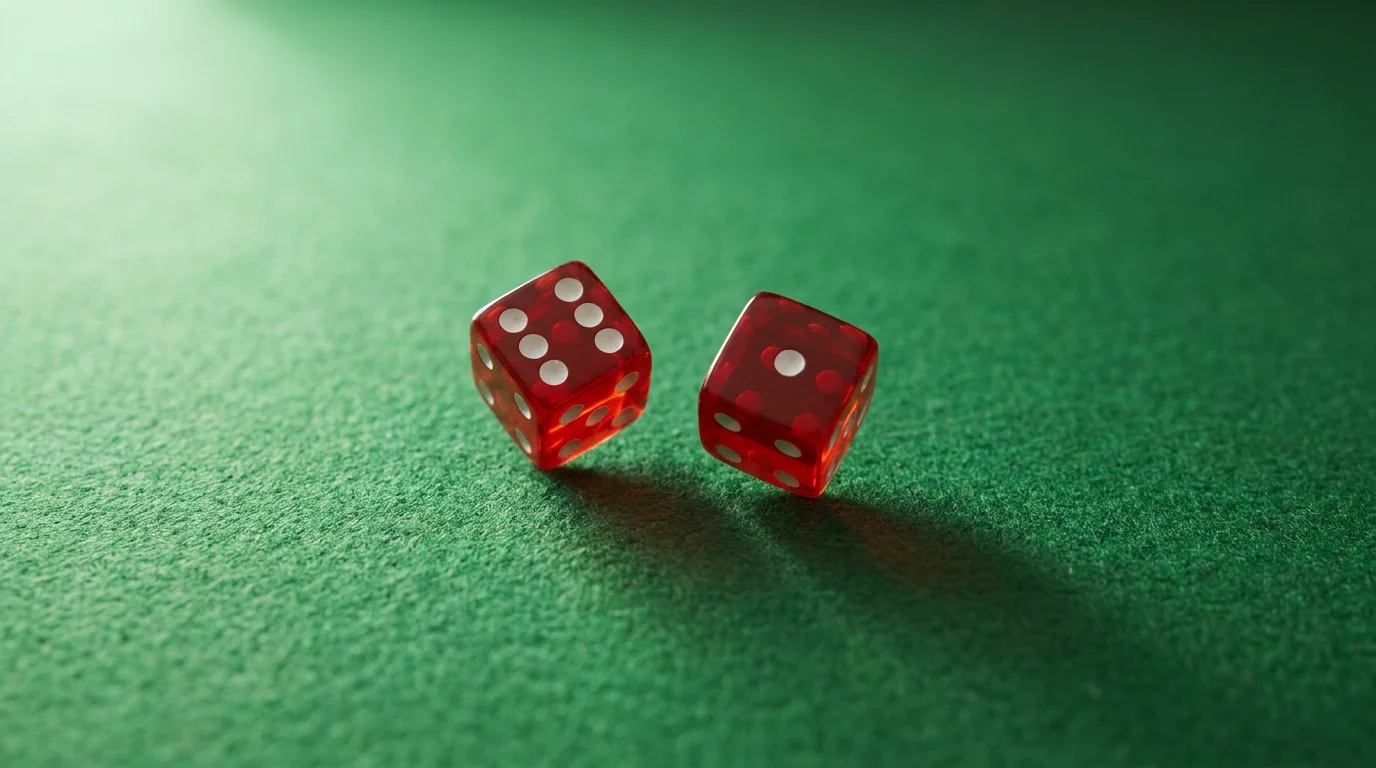 Zwei Würfel zeigen eine Sieben als zentrale Zahl der Craps-Regeln