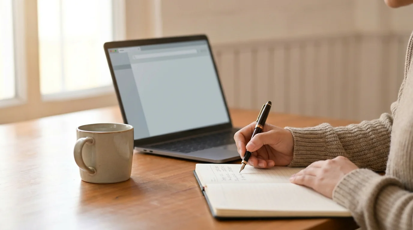 Umsatzbedingungen eines Einzahlungsbonus mit Stift und Notizblock durchrechnen
