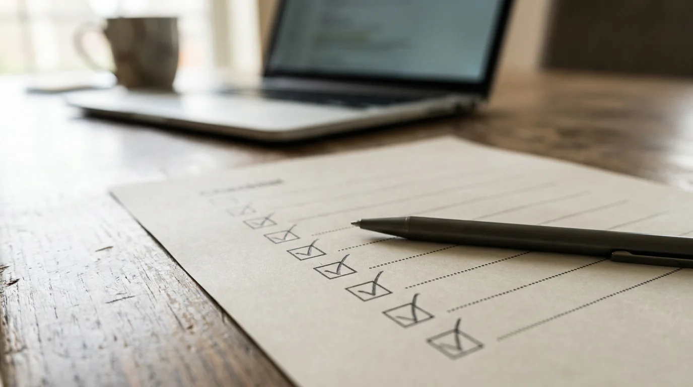 Checkliste auf Papier als Symbol für die Prüfung fairer Startguthaben-Angebote