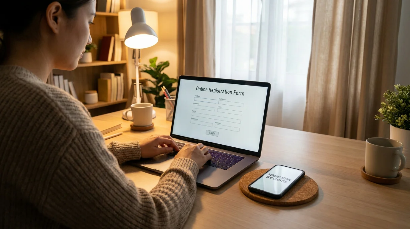 Spieler bei der Registrierung im Online-Casino am Laptop