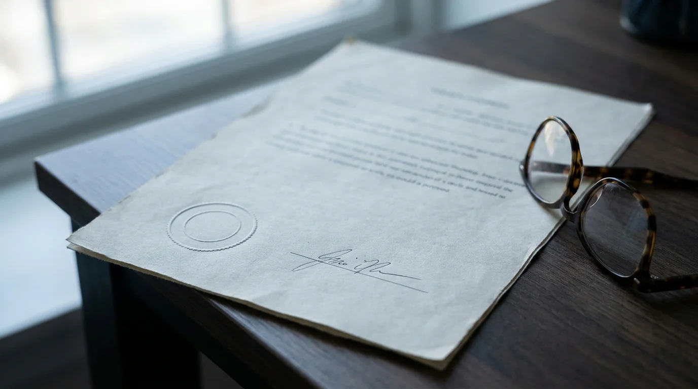 Amtliches Dokument mit Stempel als Sinnbild der GGL-Lizenz in Deutschland