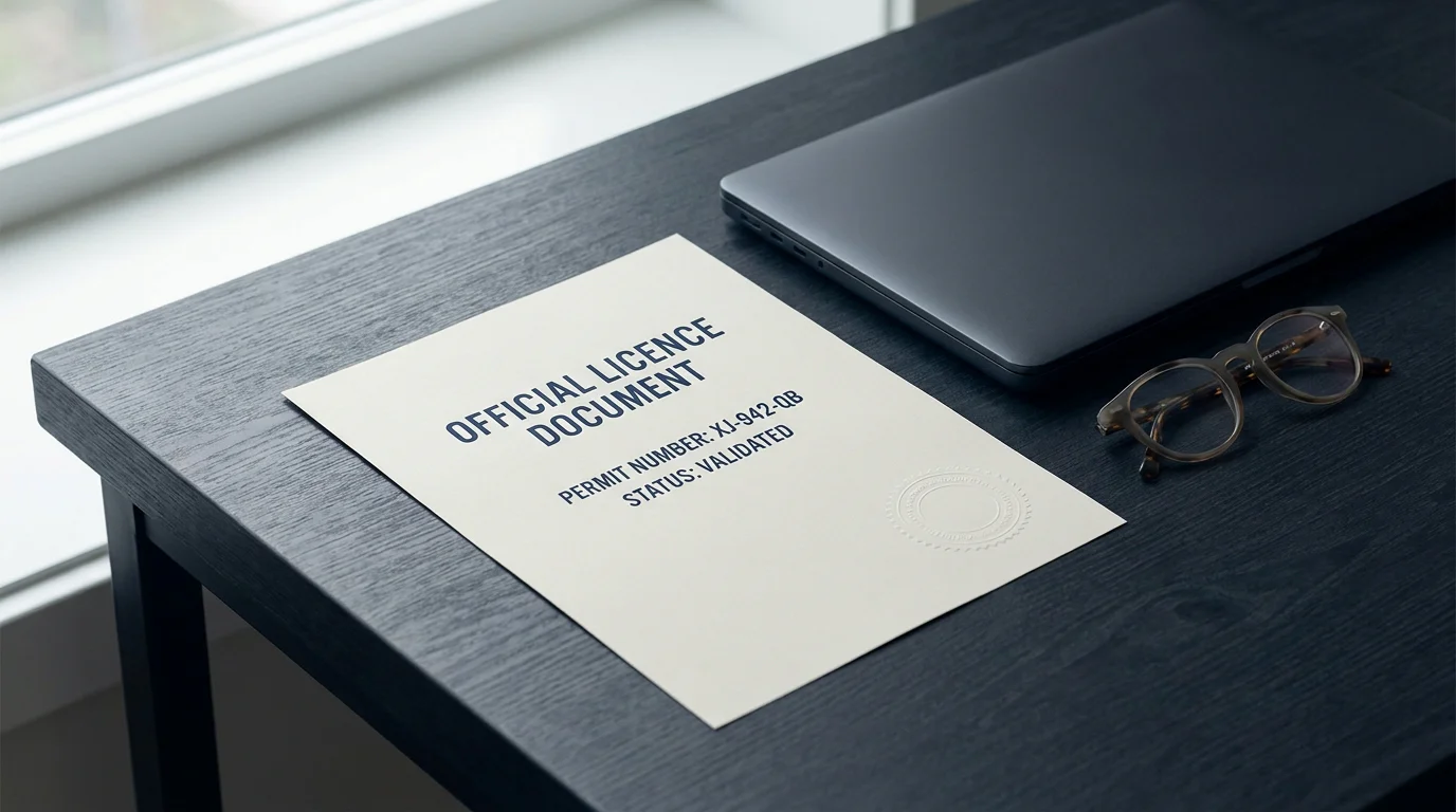 Amtliches Lizenzdokument mit Stempel als Symbol für die deutsche GGL-Zertifizierung