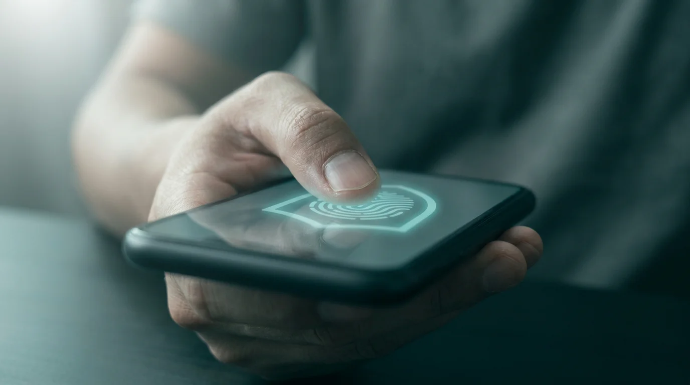 Biometrische Freigabe einer Zahlung per Fingerabdruck auf dem Smartphone