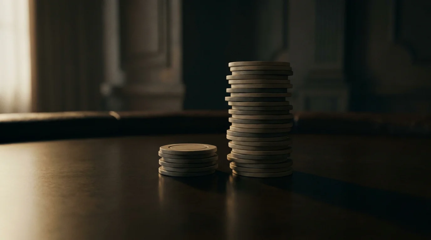 Stapel neutraler Spielchips als Sinnbild für hohe Einsätze jenseits des deutschen Limits