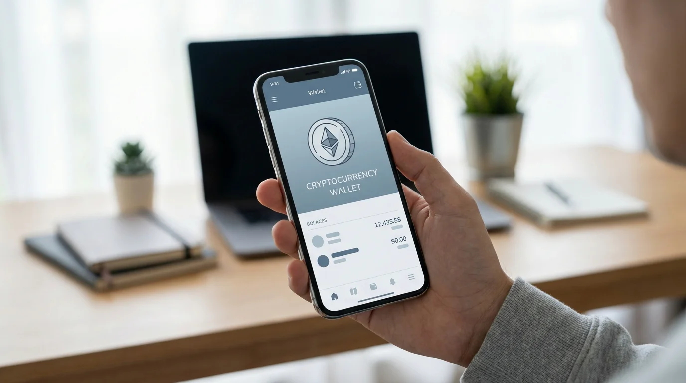 Krypto-Auszahlung per Bitcoin-Wallet auf dem Smartphone