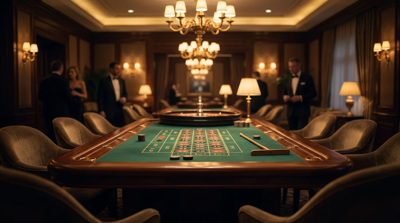 Neutraler Live-Casino-Tisch mit Roulette-Kessel ohne erkennbare Marken