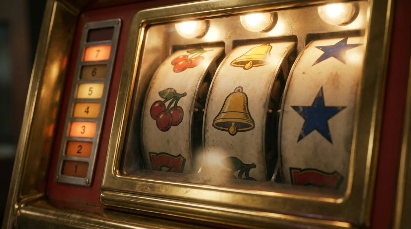 Klassische Automaten-Walzen mit Frucht- und Sternensymbolen ohne Markenbezug