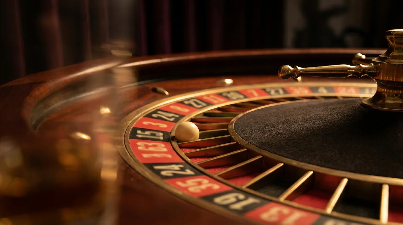 Europäischer Roulette-Kessel mit einer Null in Nahaufnahme