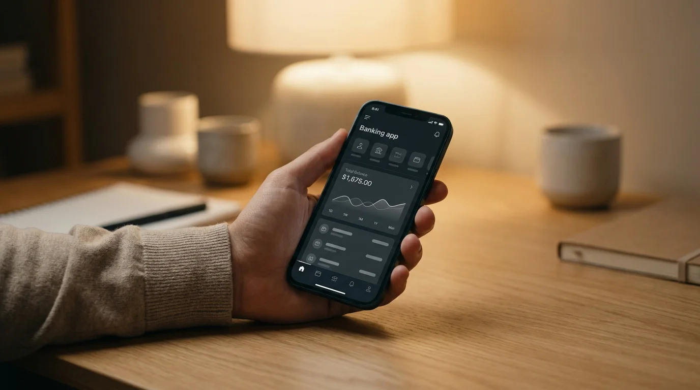 Smartphone mit neutraler Banking-Ansicht als Sinnbild einer schnellen Auszahlung