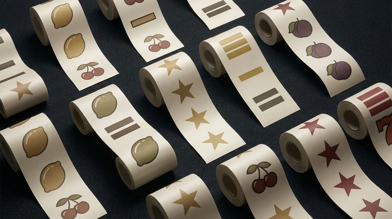 Generische Walzen und Symbole verschiedener Spielautomaten ohne Markenzeichen