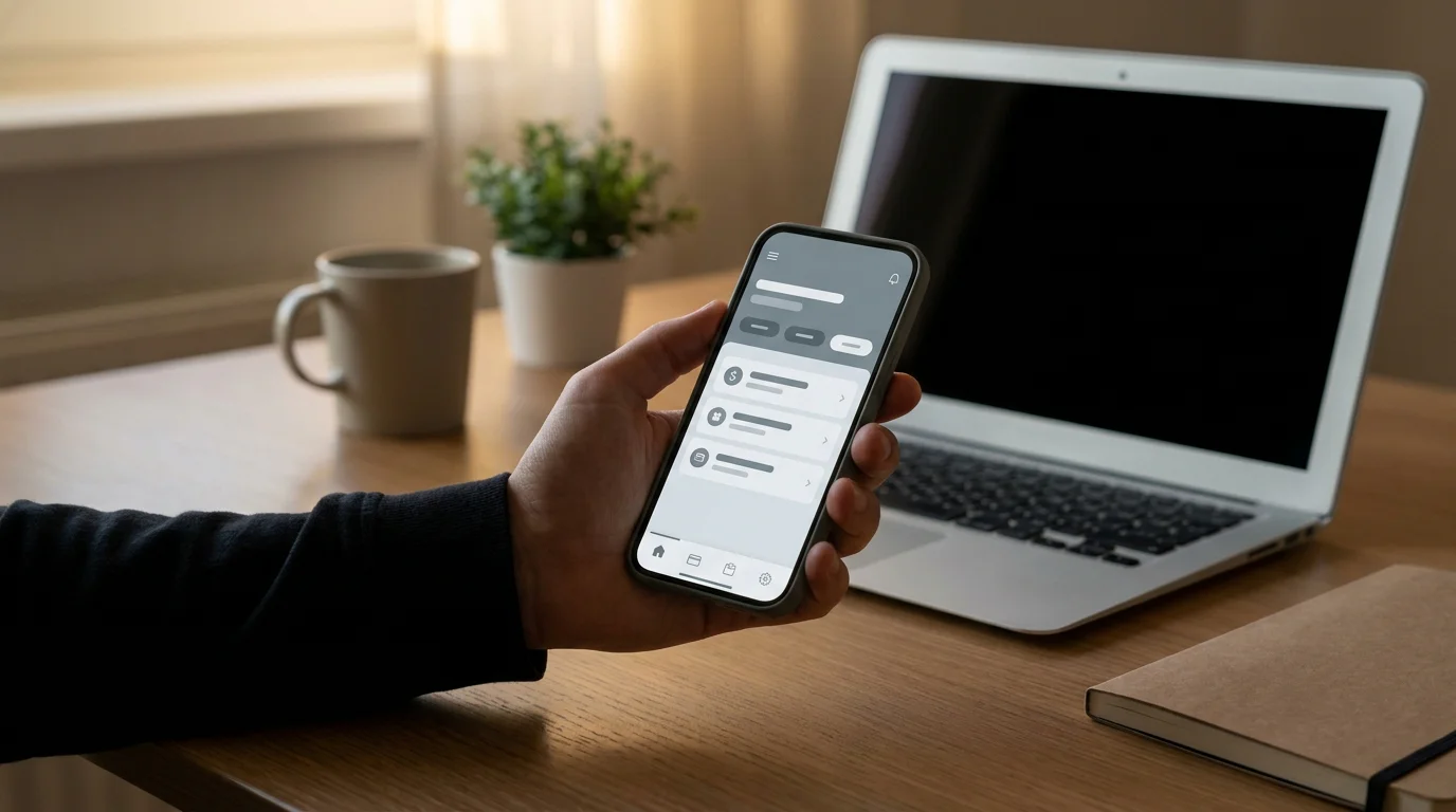 Smartphone mit neutraler Banking-Oberfläche für die Einzahlung im Casino mit 200% Bonus