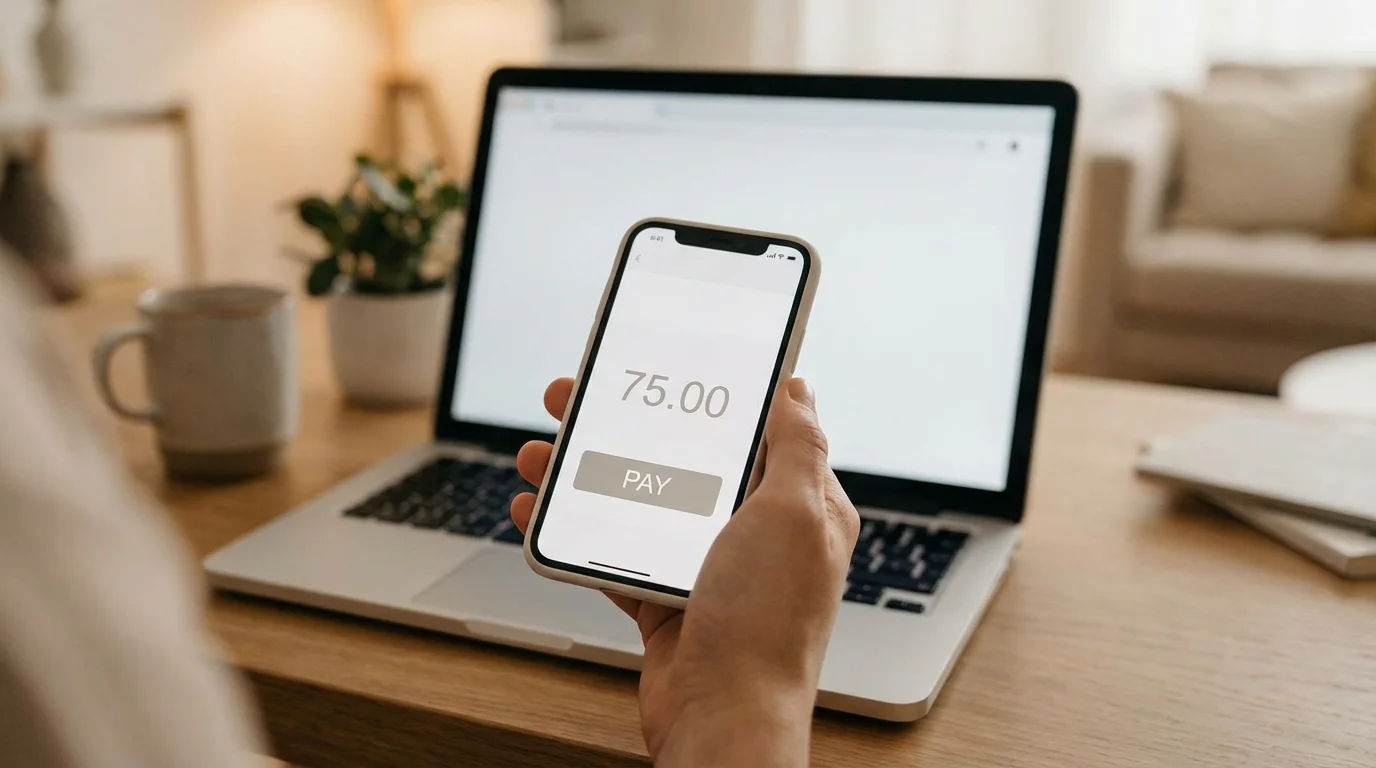 Smartphone mit neutraler Bezahloberfläche als Symbol für Casino-Zahlungsmethoden