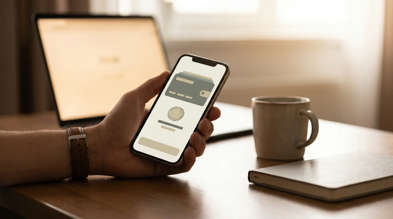 Smartphone mit neutraler Krypto-Wallet-Oberfläche für hohe Einzahlungen ohne Limit